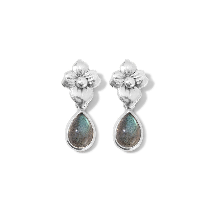 Tiare Stud, Labradorite, Silver