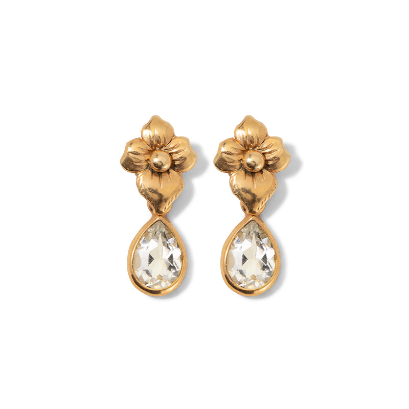 Tiare Stud, White Topaz, Gold