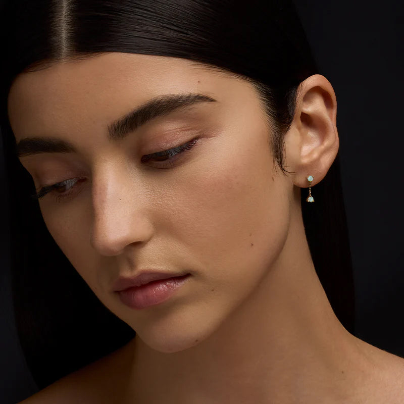 Tiny Duo Stud, Opal, 9kt Yellow Gold