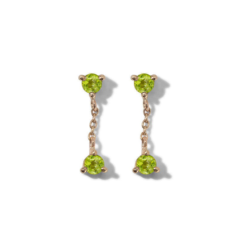 Tiny Duo Stud, Peridot, 9kt Yellow Gold