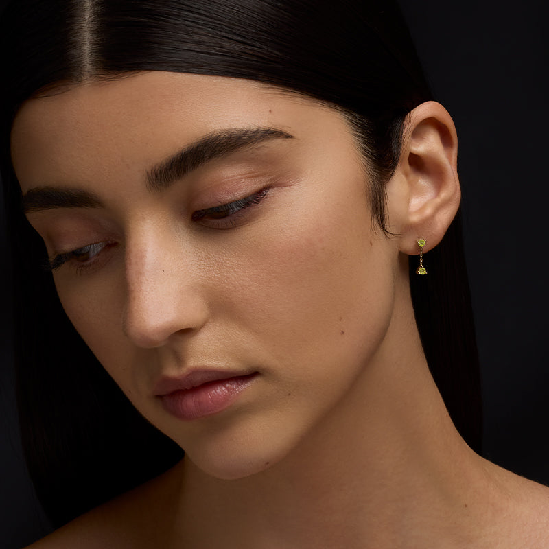 Tiny Duo Stud, Peridot, 9kt Yellow Gold