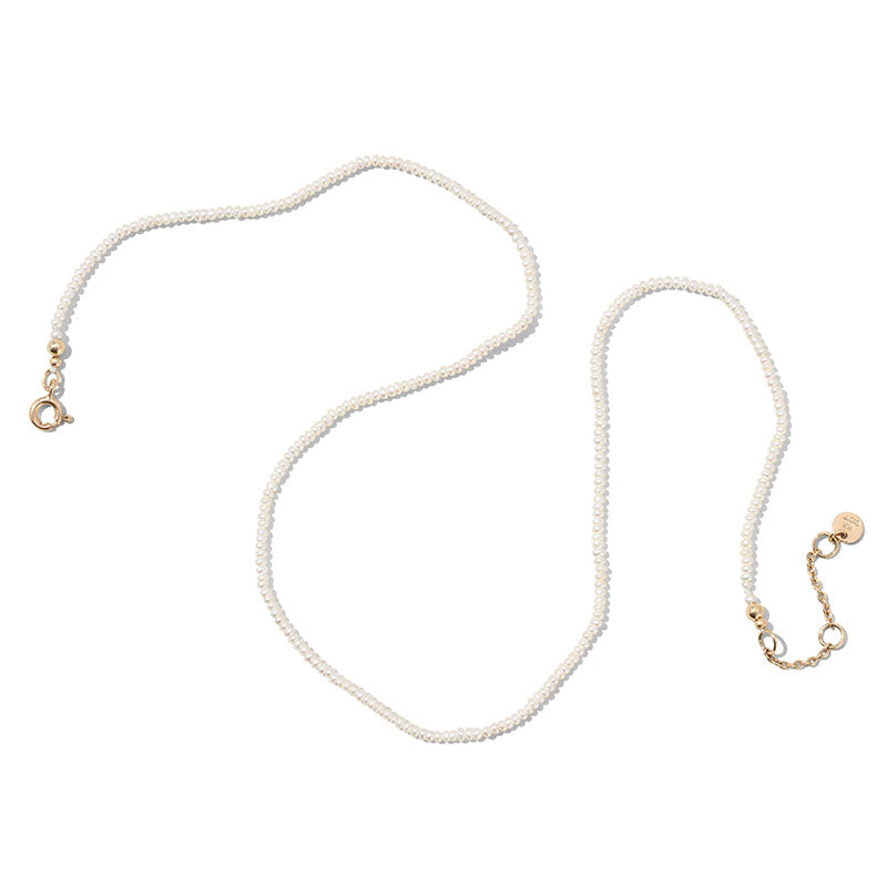 Tiny Pearl Strand, 9kt Yellow Gold