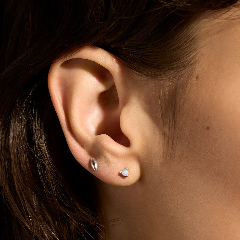 Tiny Stud, Opal, Silver