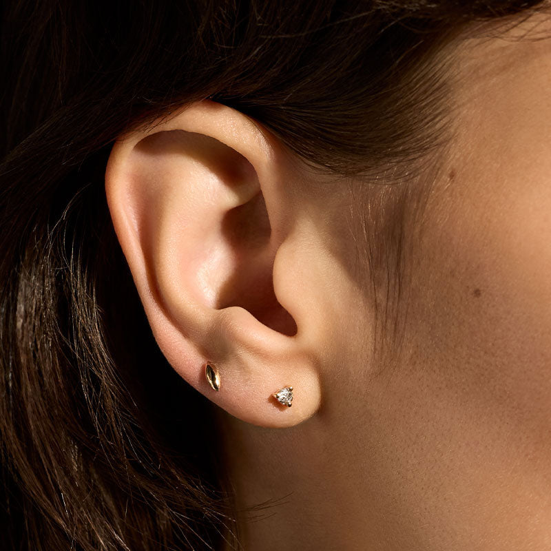 Tiny Stud, White Topaz, Gold