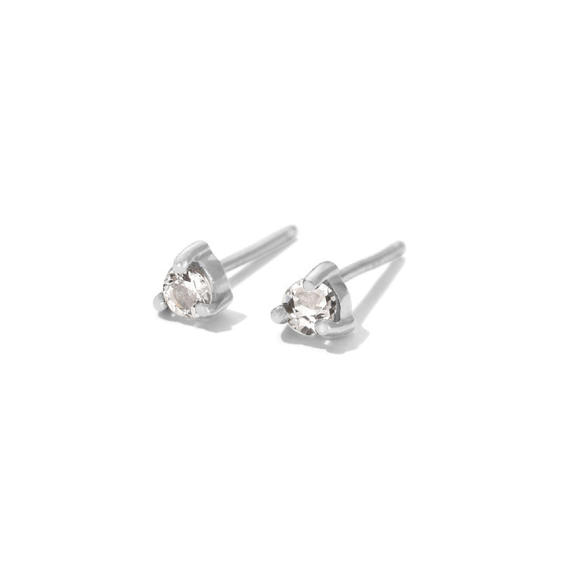 Tiny Stud, White Topaz, Silver