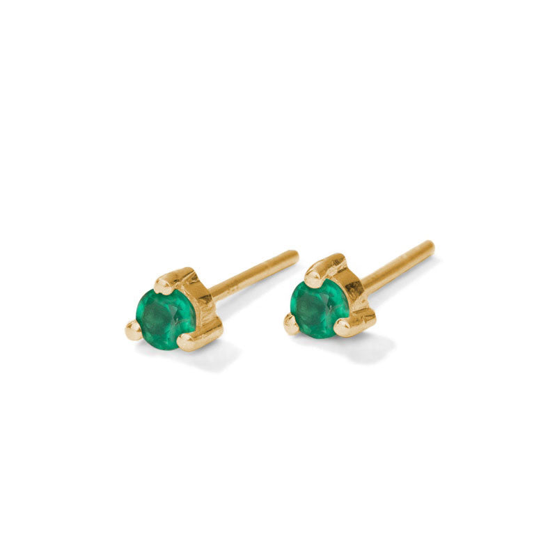 Tiny Stud, Green Onyx, Gold