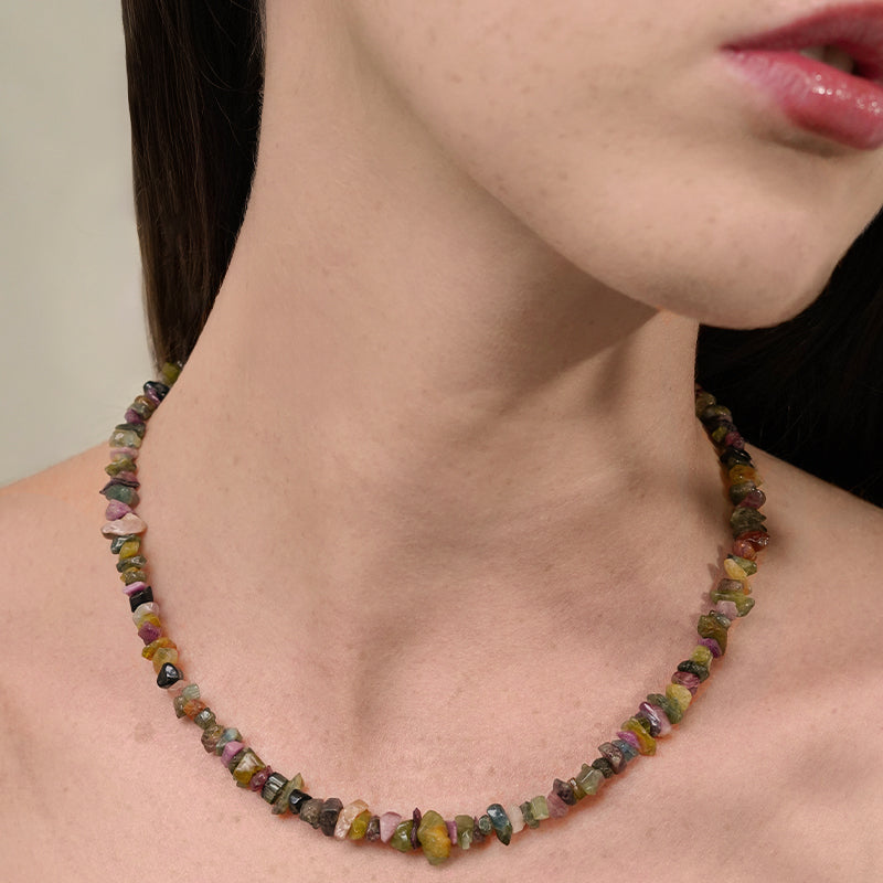 Lux Necklace, Tourmaline, Silver