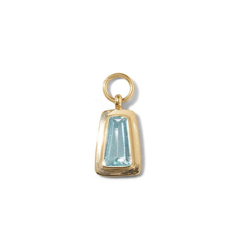 Trapezoid Charm, Blue Topaz, Gold