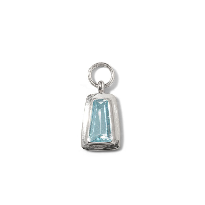 Trapezoid Charm, Blue Topaz, Silver