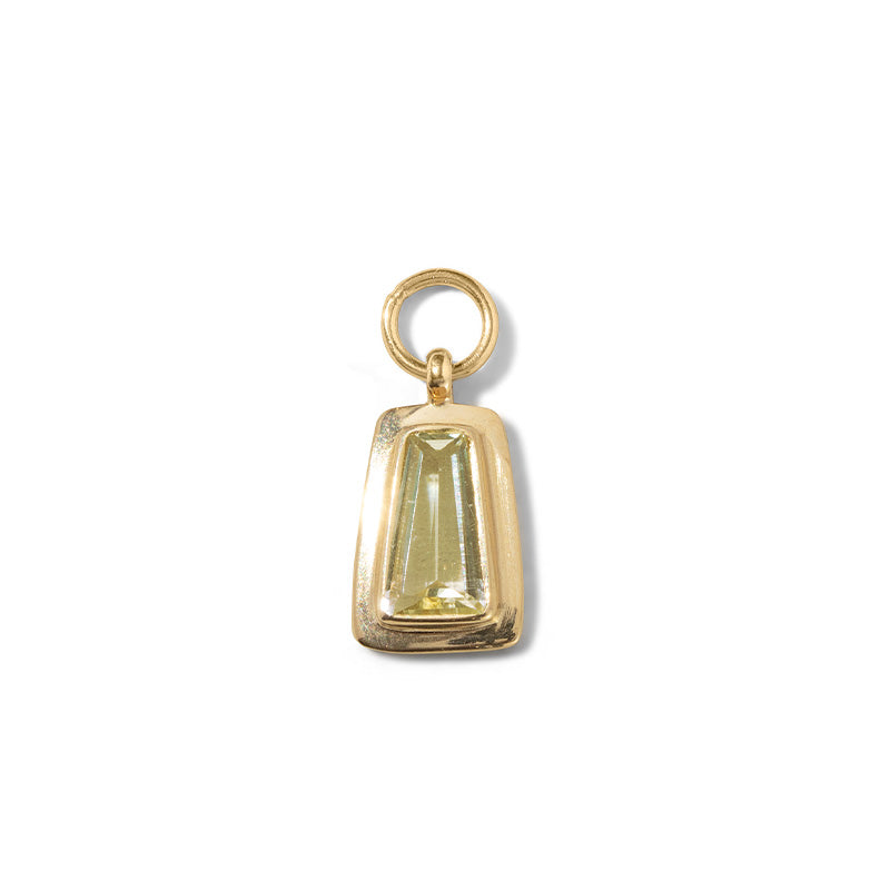 Trapezoid Charm, Lemon Quartz, Gold