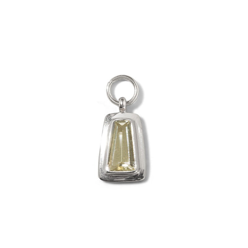 Trapezoid Charm, Lemon Quartz, Silver