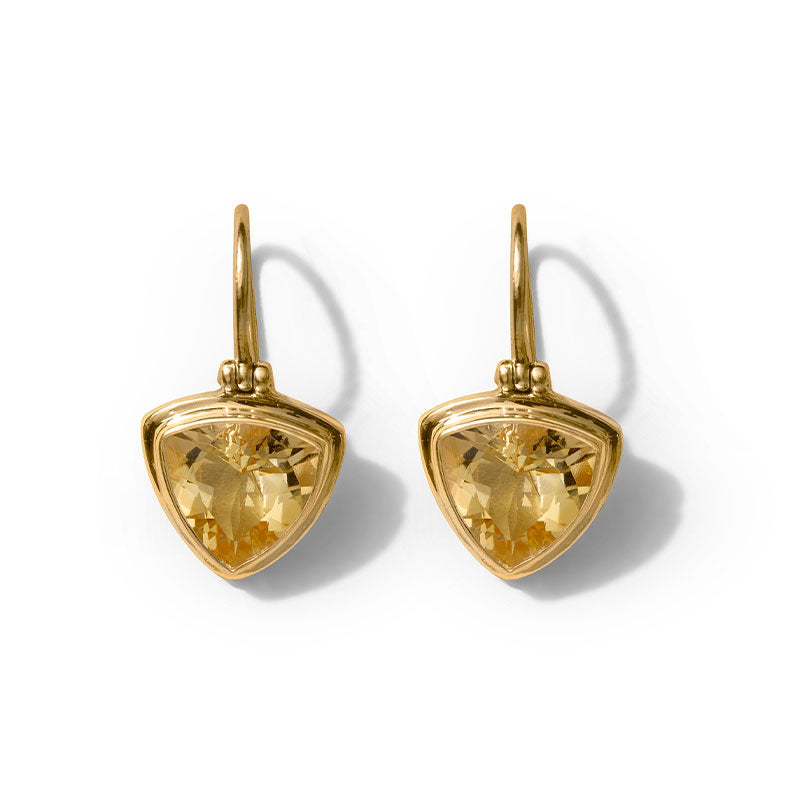 Trigon Earring, Citrine, Gold