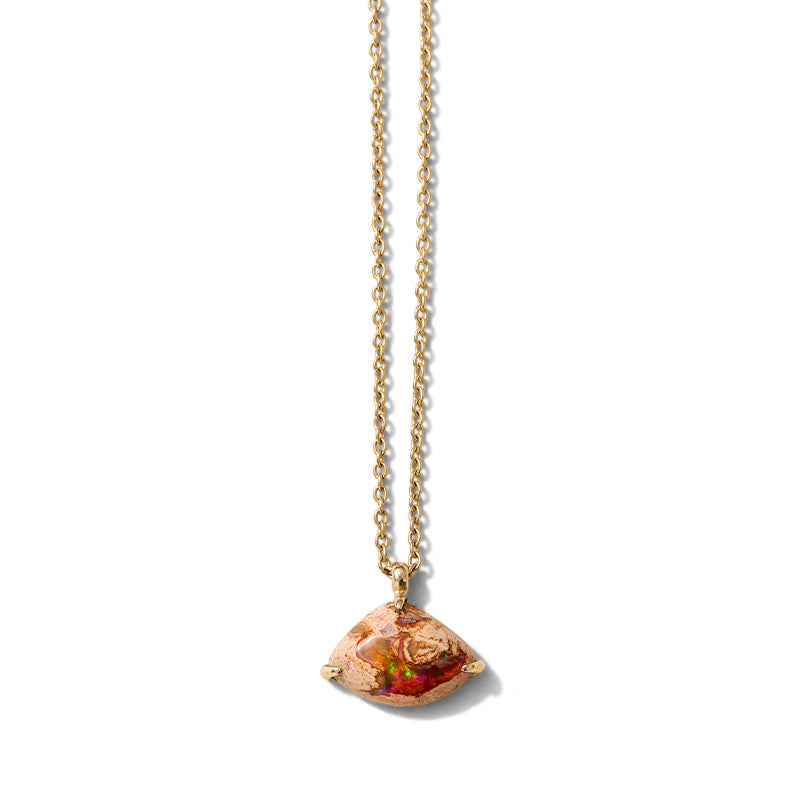 Trigon Necklace, Mexican Fire Opal, 9kt Yellow Gold
