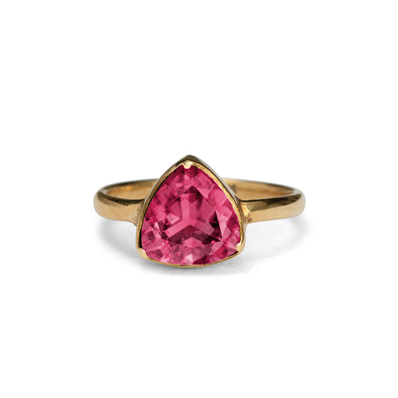 Trigon Ring, Pink Tourmaline, 9kt Yellow Gold