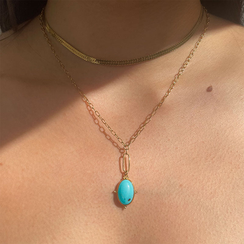 Alexa Amulet, Turquoise, Gold