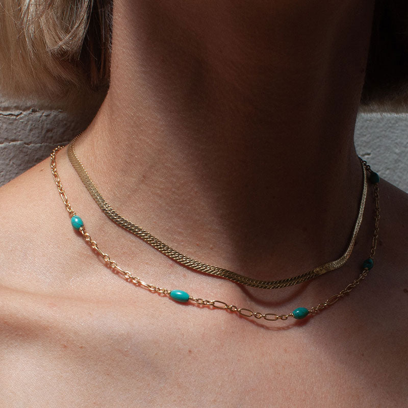 Aegina Necklace, Turquoise, Gold