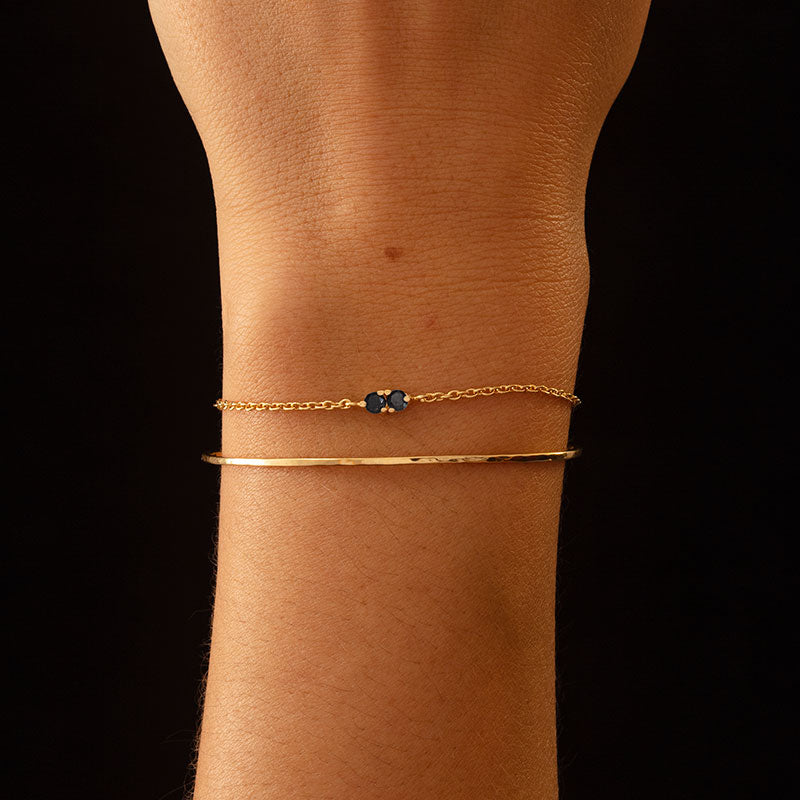 Twin Bracelet, Black Spinel, Gold