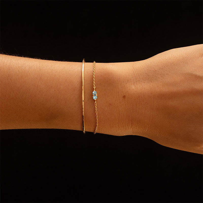 Twin Bracelet, Blue Topaz, Gold