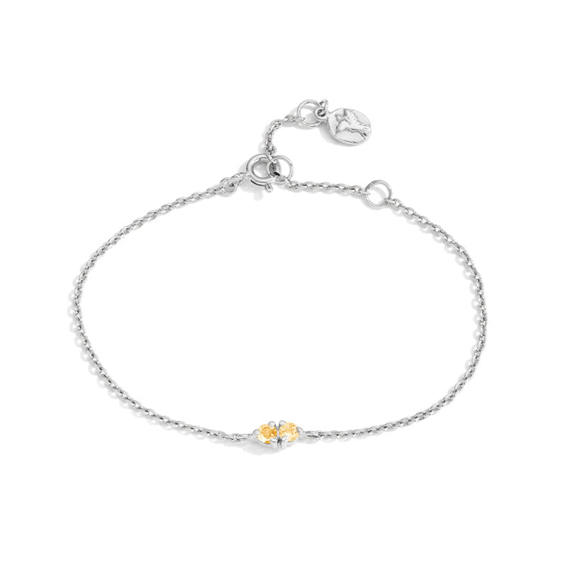 Twin Bracelet, Citrine, Silver