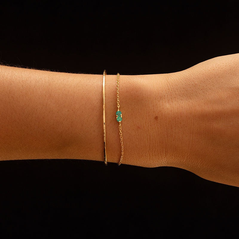 Twin Bracelet, Emerald, 9kt Yellow Gold
