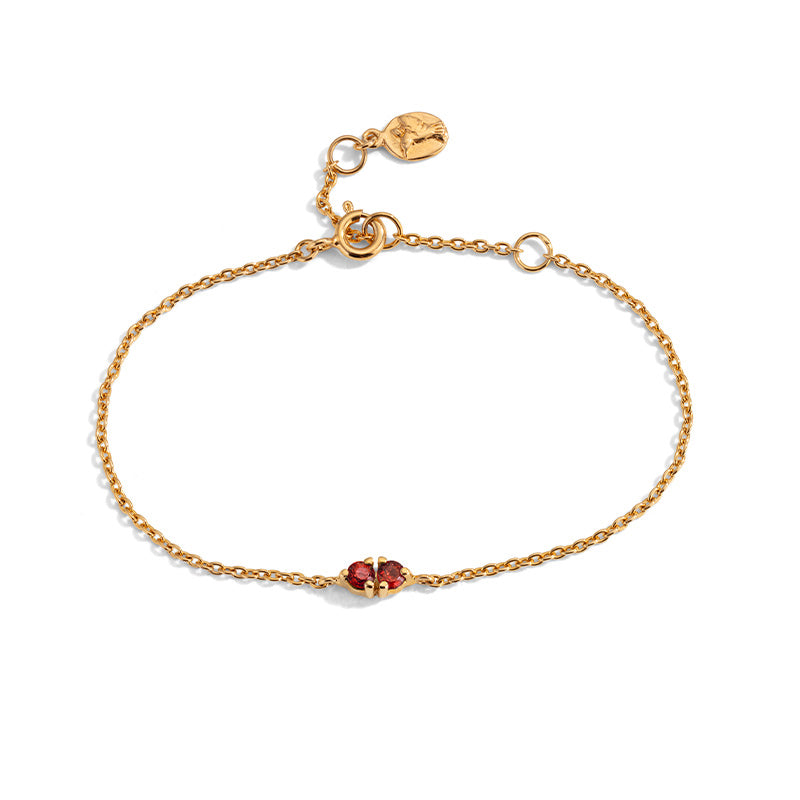 Twin Bracelet, Garnet, Gold