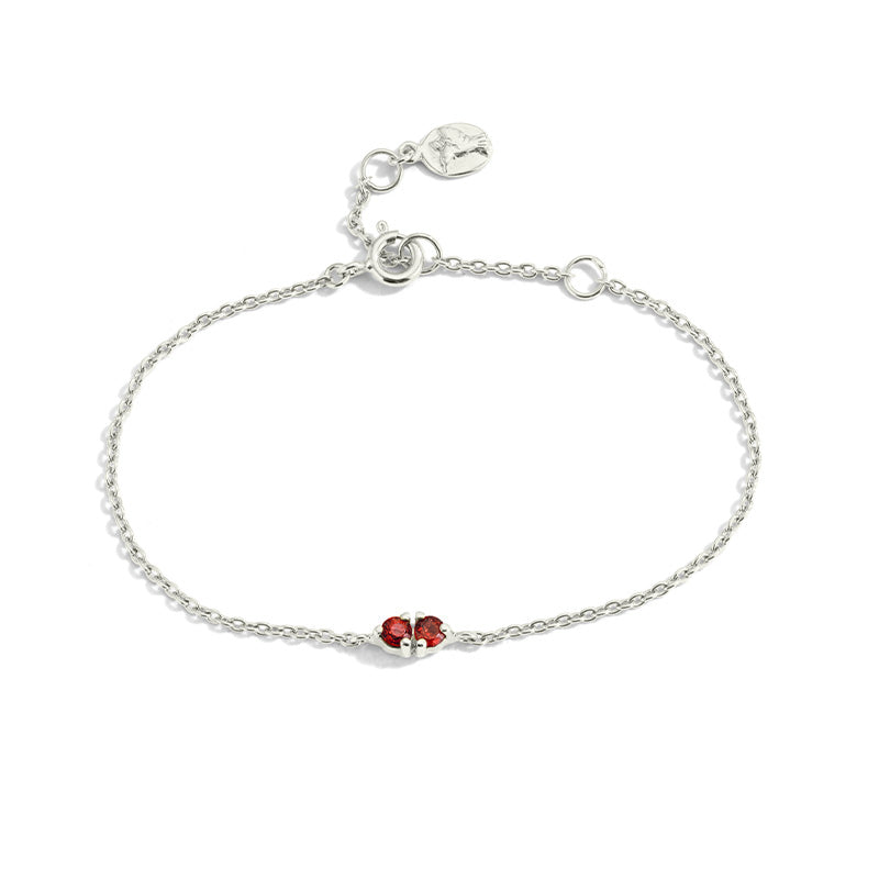 Twin Bracelet, Garnet, Silver