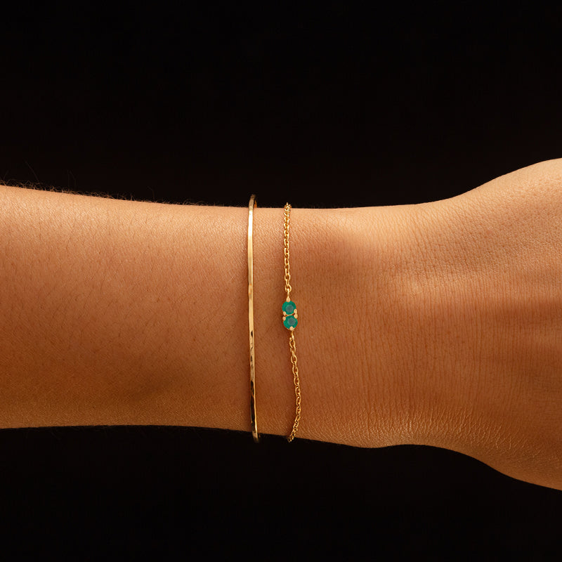 Twin Bracelet, Green Onyx, Gold