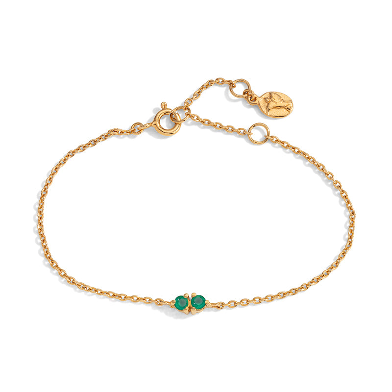 Twin Bracelet, Green Onyx, Gold