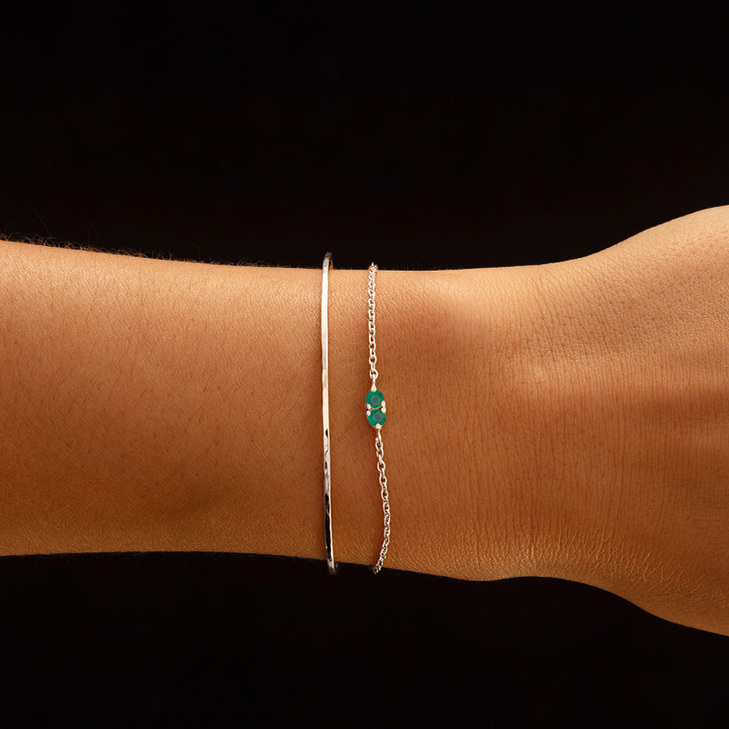 Twin Bracelet, Green Onyx, Silver