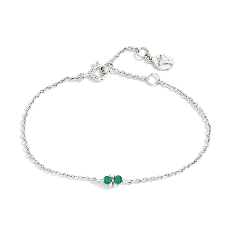 Twin Bracelet, Green Onyx, Silver