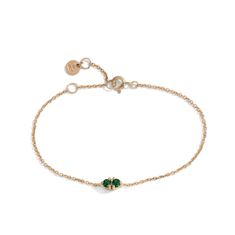 Twin Bracelet, Green Tourmaline, 9kt Yellow Gold