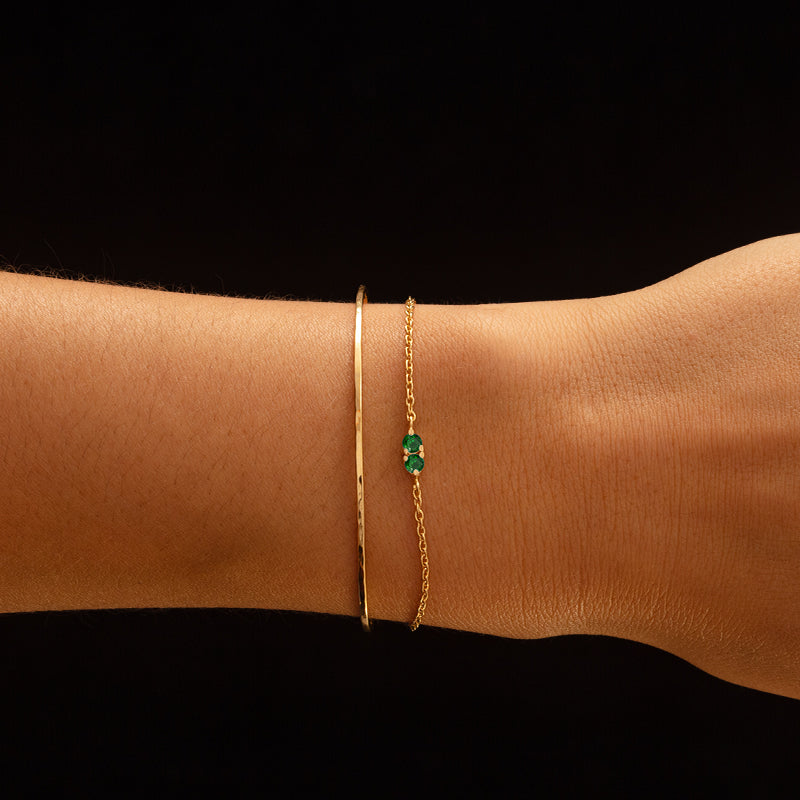 Twin Bracelet, Green Tourmaline, Gold
