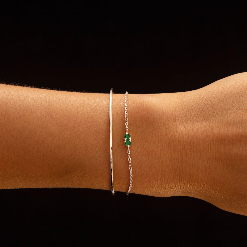 Twin Bracelet, Green Tourmaline, Silver
