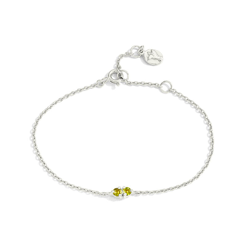 Twin Bracelet, Peridot, Silver