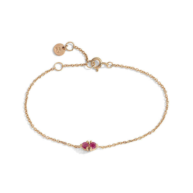 Twin Bracelet, Ruby, 9kt Yellow Gold