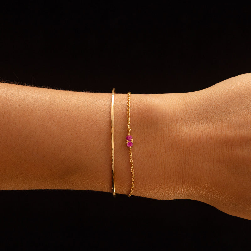 Twin Bracelet, Ruby, 9kt Yellow Gold