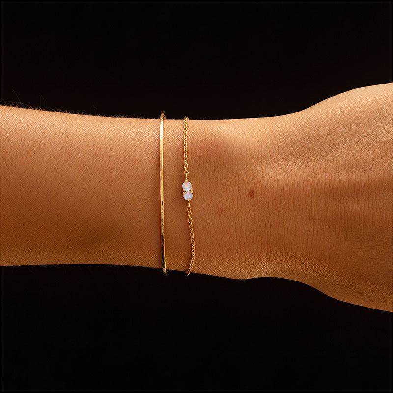 Twin Bracelet, White Opal, Gold