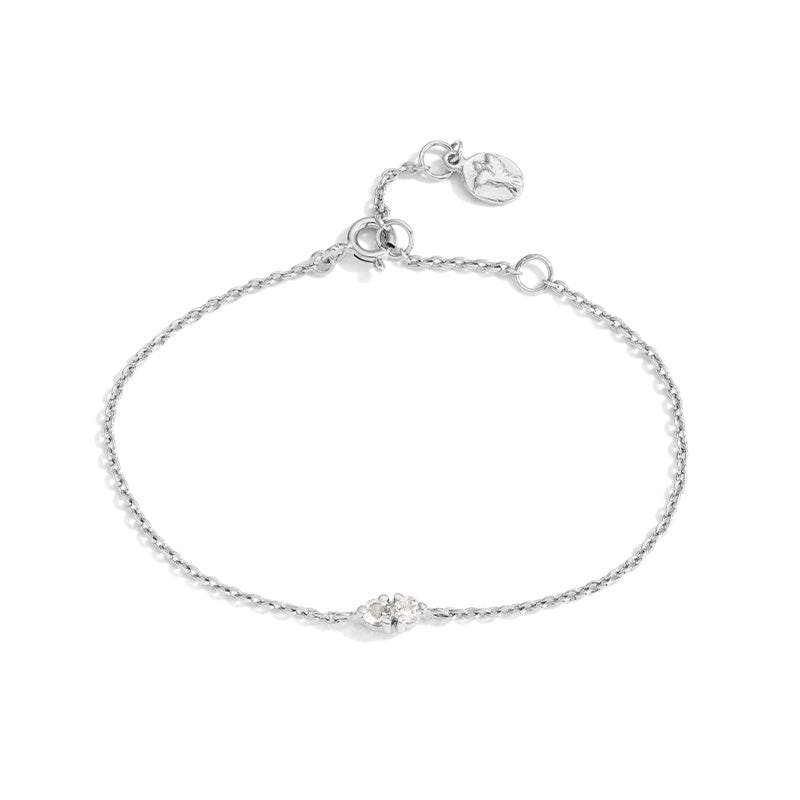 Twin Bracelet, White Topaz, Silver
