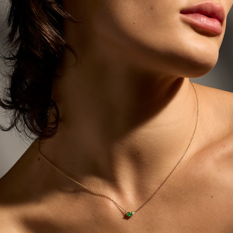 Unity Necklace, Emerald, 9kt Yellow Gold