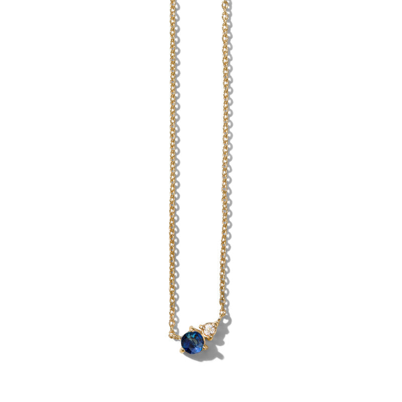 Unity Necklace, Blue Sapphire, 9kt Yellow Gold