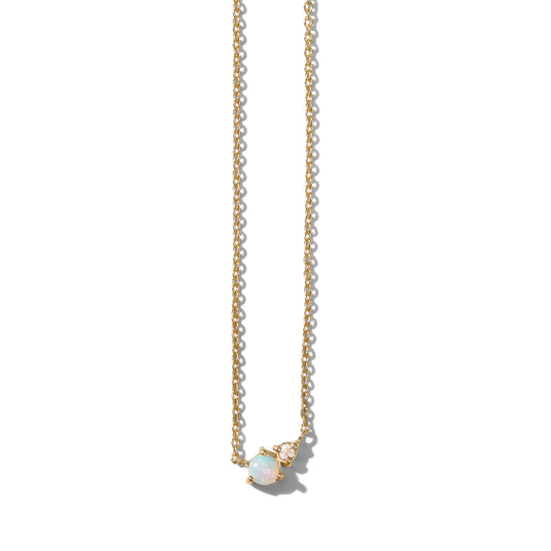 Unity Necklace, White Opal, 9kt Yellow Gold