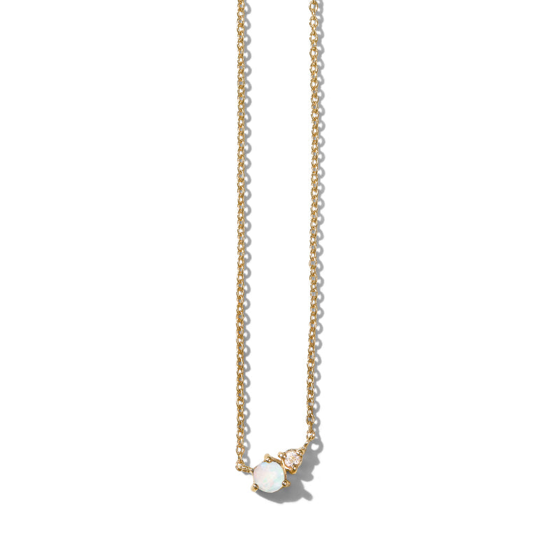 Unity Necklace, White Opal, Gold