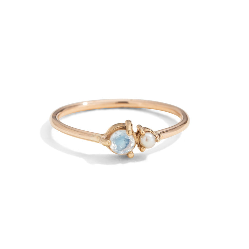 Unity Ring, Rainbow Moonstone, 9kt Yellow Gold