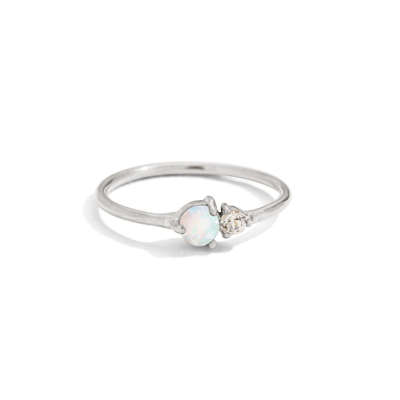 Unity Ring, White Opal, Silver