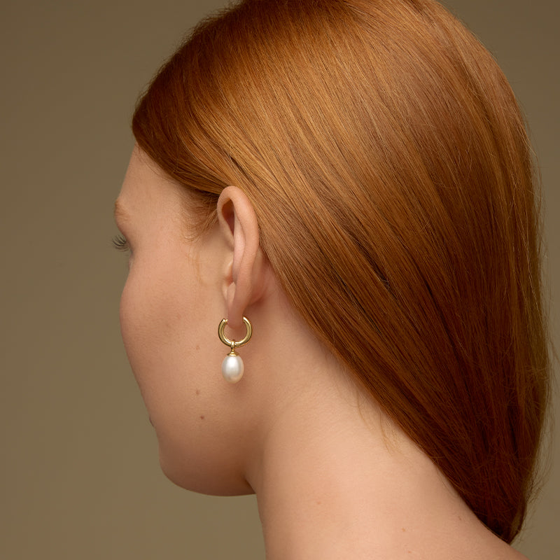 Veneto Hoop, Pearl, Gold