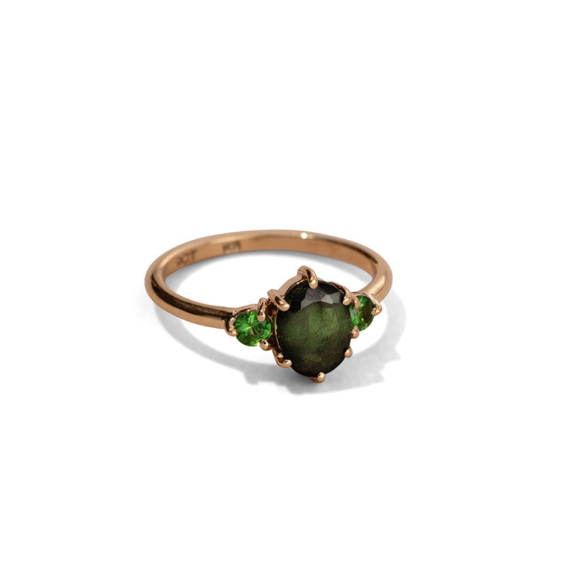 Victoria Ring, Forest Green Tourmaline, 9kt Yellow Gold