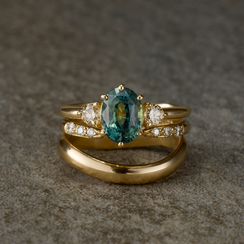 Victoria Ring, Teal Sapphire, 14kt Yellow Gold