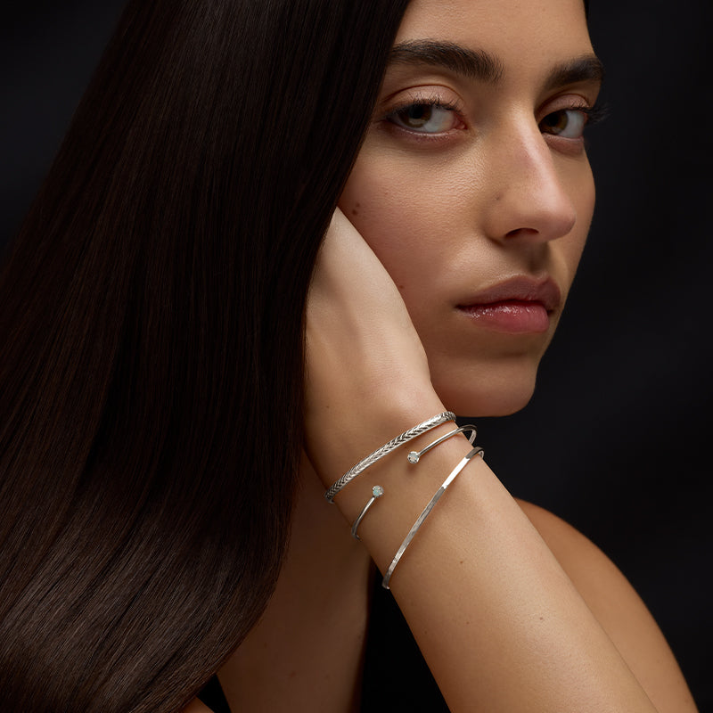 Winkie Cuff, White Opal, Silver
