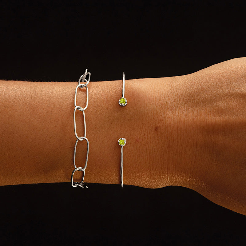 Winkie Cuff, Peridot, Silver