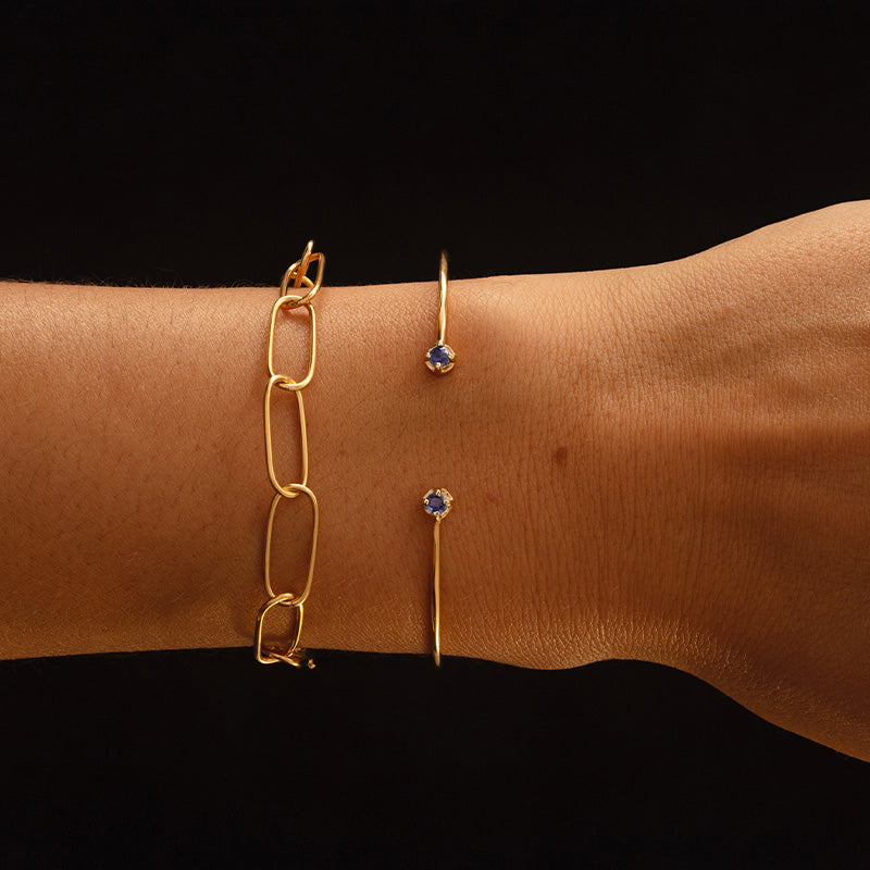 Winkie Cuff, Blue Sapphire, Gold